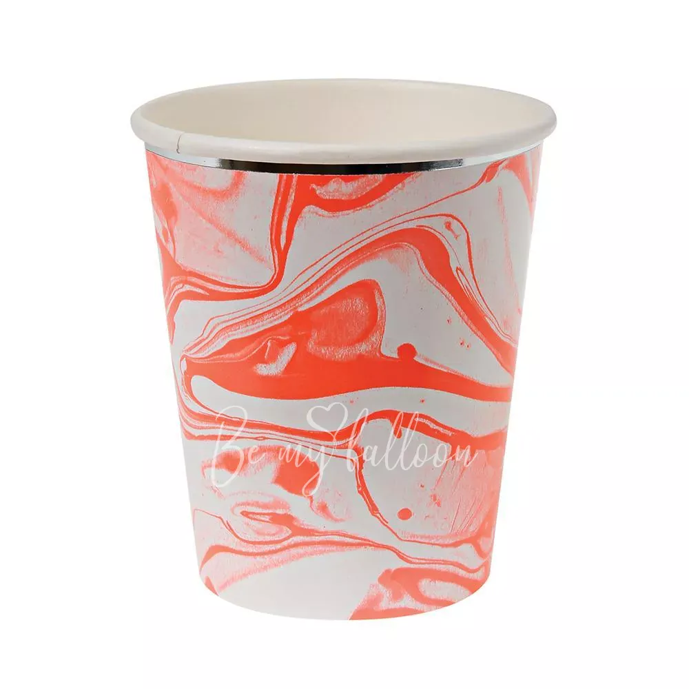 Neon Orange Marble Cups