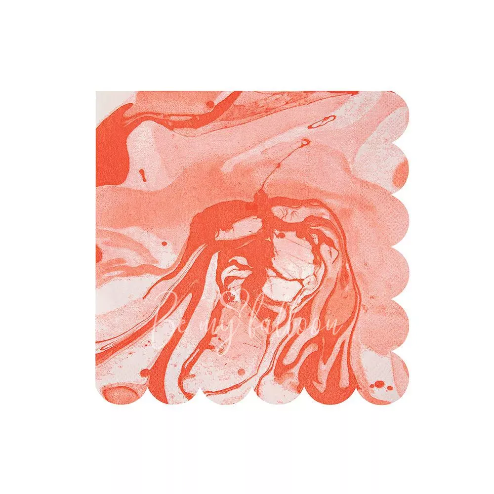 Салфетки для вечеринки Neon Orange Marble (маленькие)