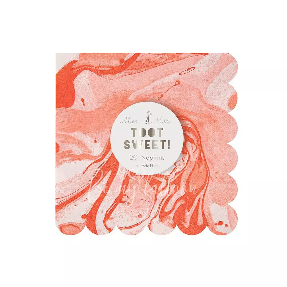 Салфетки для вечеринки Neon Orange Marble (маленькие)