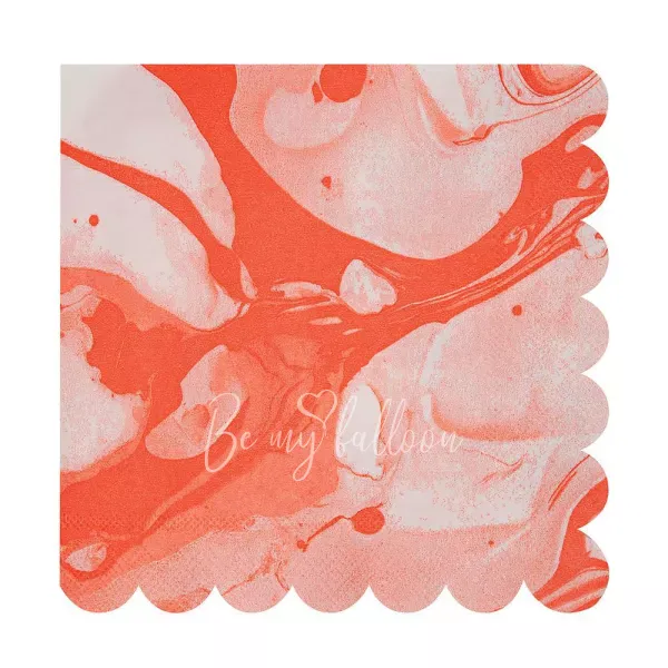 Салфетки для вечеринки Neon Orange Marble (большие)