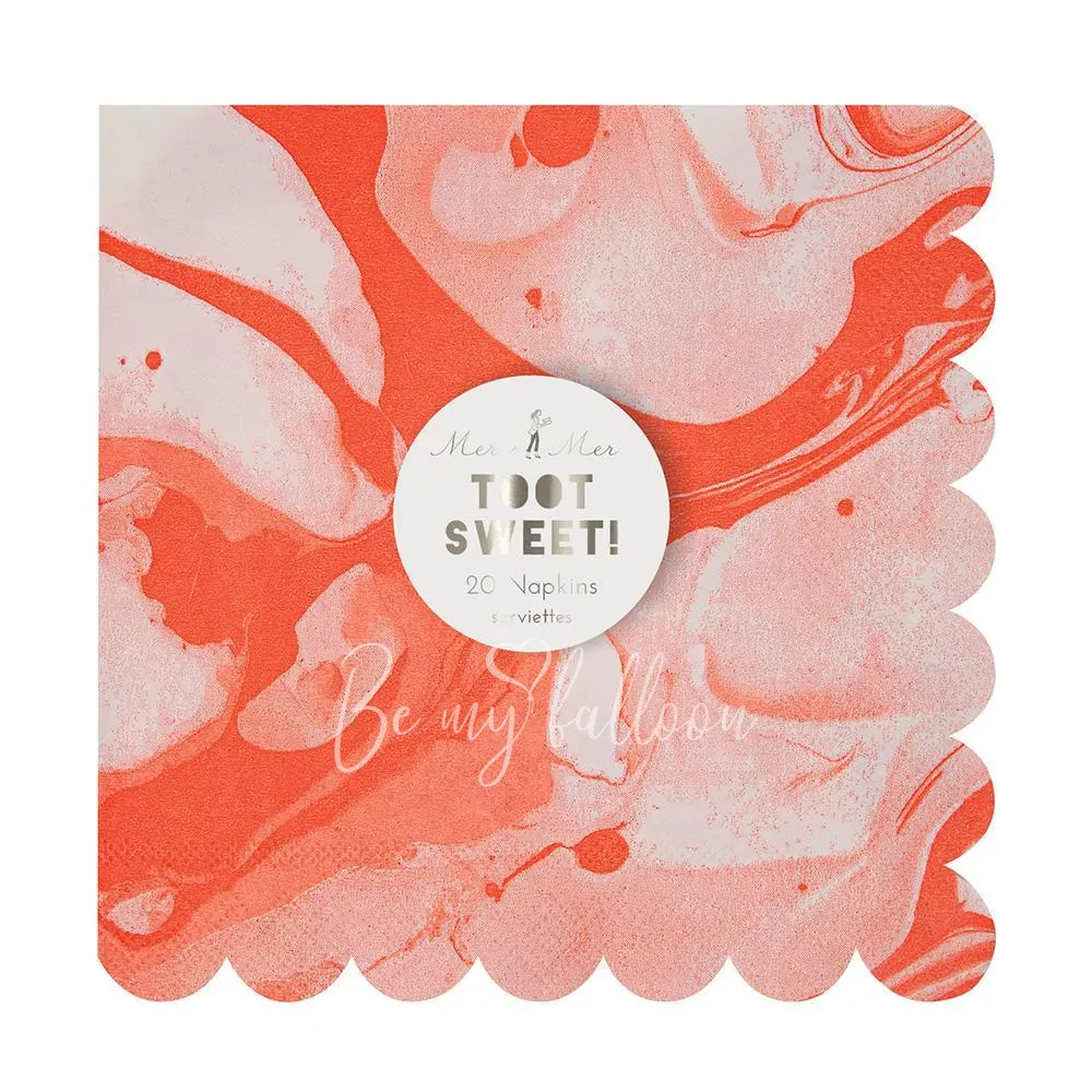 Салфетки для вечеринки Neon Orange Marble (большие)