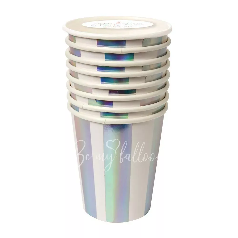 Holographic Silver Stripe Cups