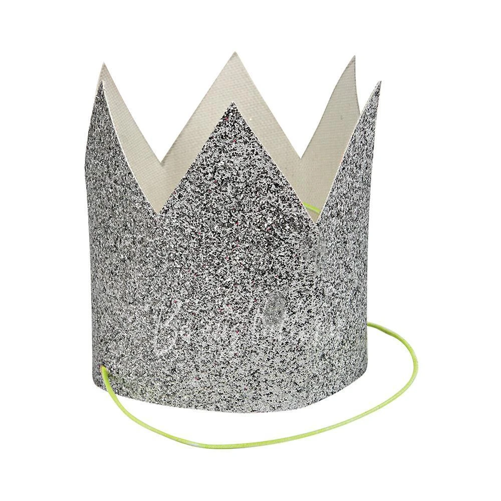 Mini Silver Glittered Crowns