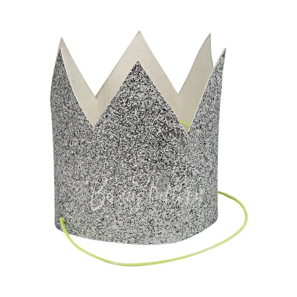 Mini Silver Glittered Crowns