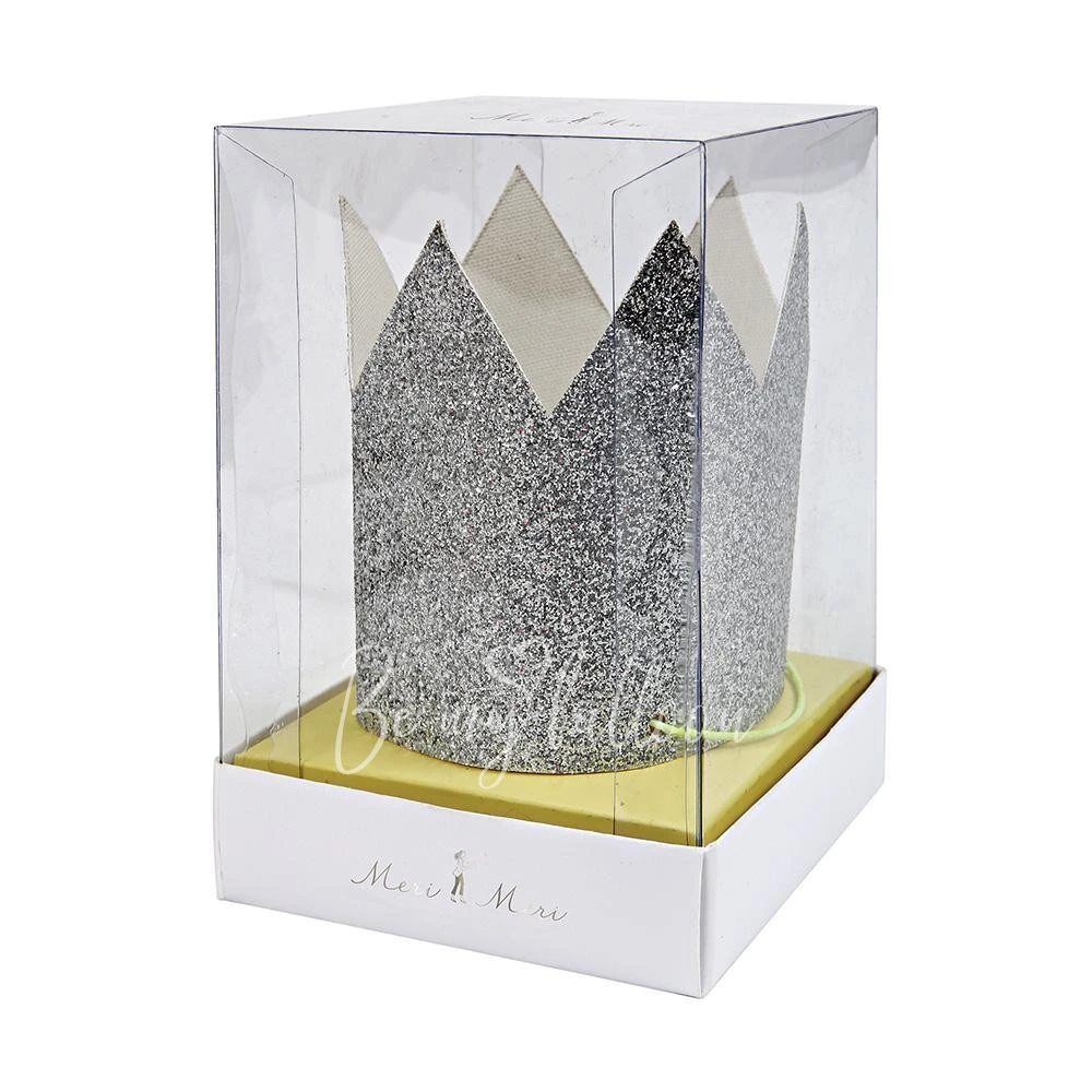 Mini Silver Glittered Crowns