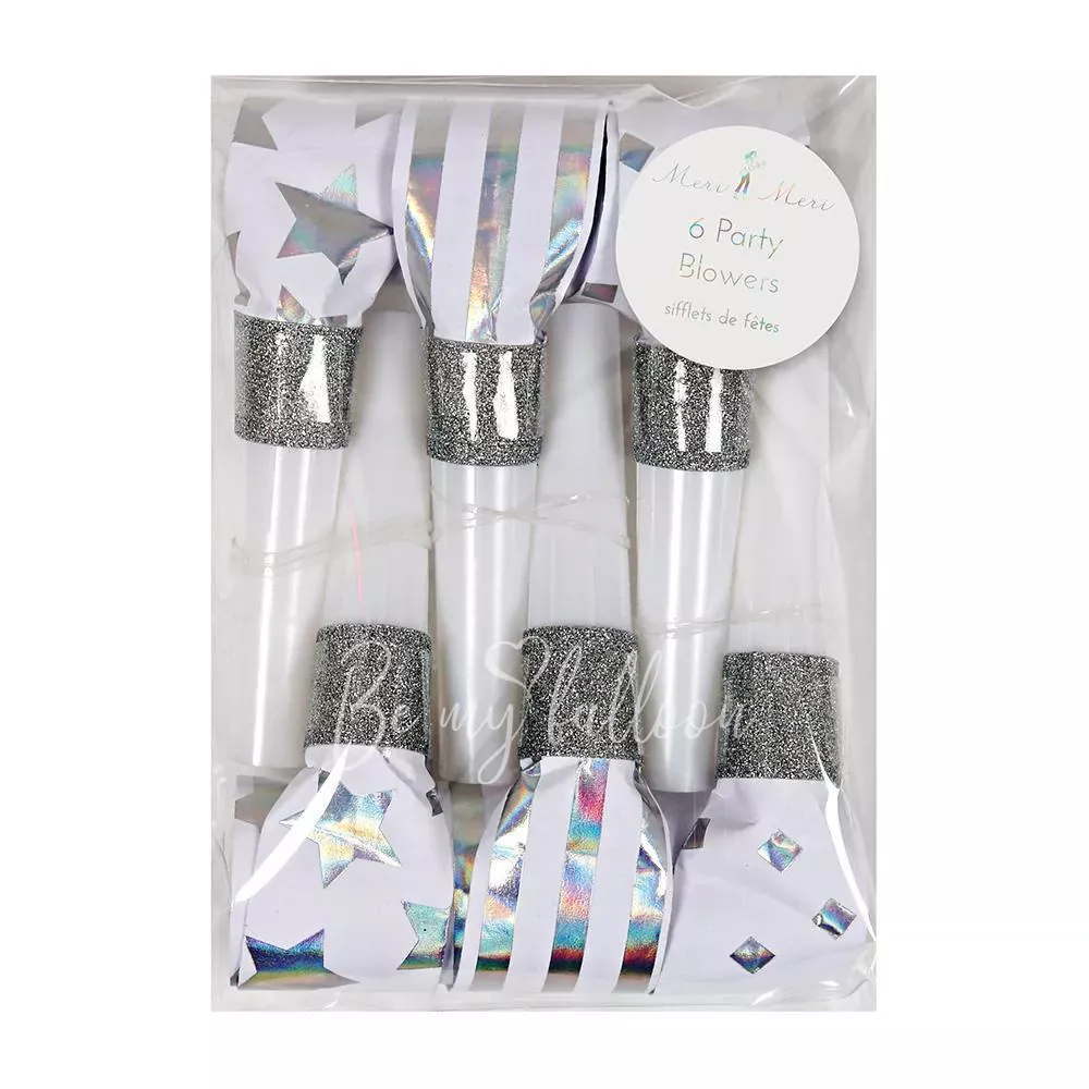 Silver Patterned Party Blowers