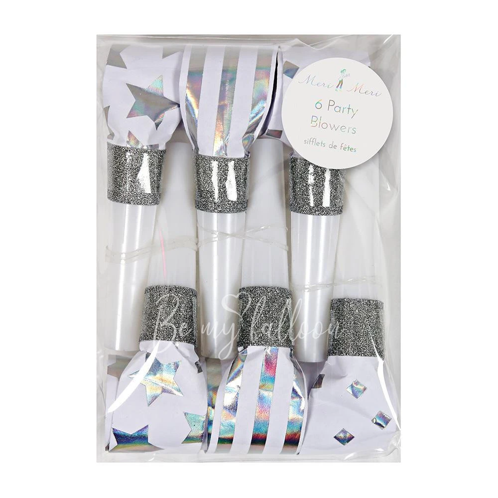 Silver Patterned Party Blowers