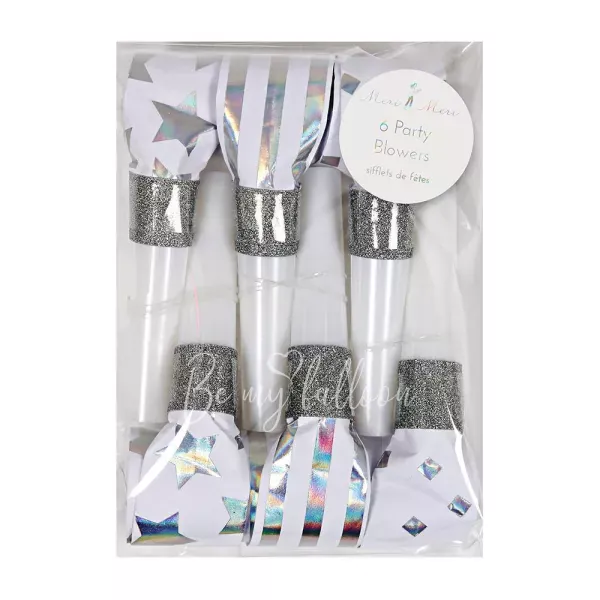 Silver Patterned Party Blowers
