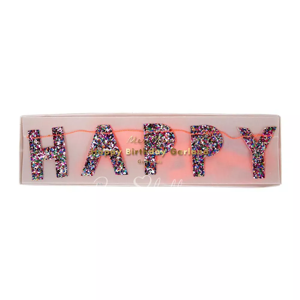 Colored Glitter Birthday Mini Garland