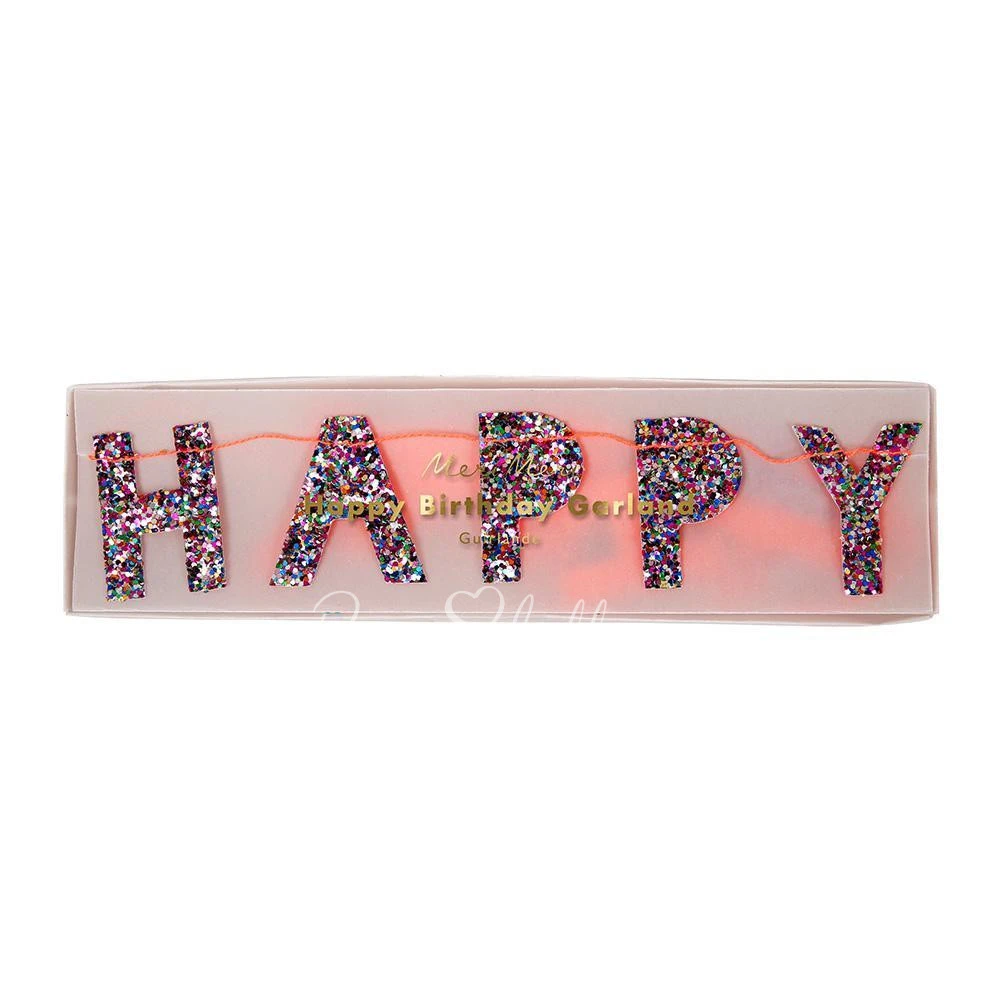 Colored Glitter Birthday Mini Garland