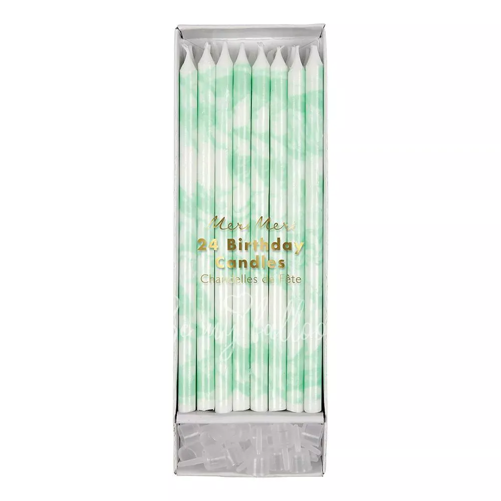 Mint Marbled Candles