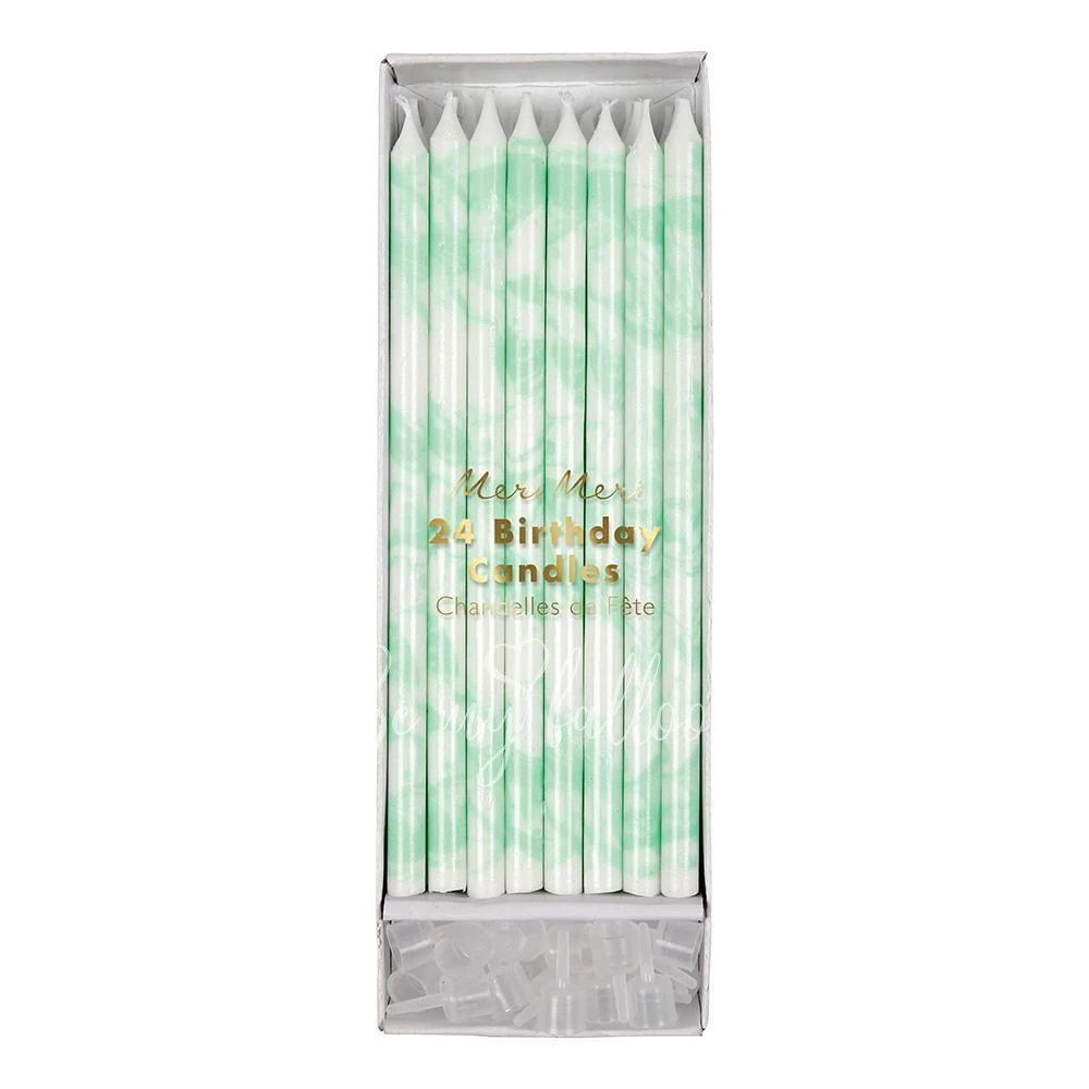 Mint Marbled Candles