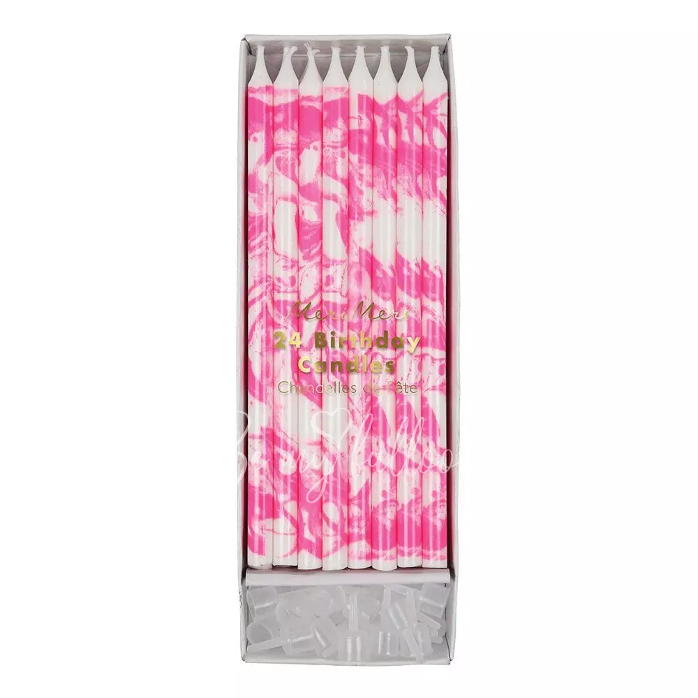 Свечи розовый неоновый мрамор