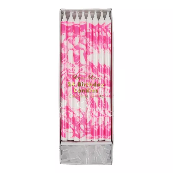 Свечи розовый неоновый мрамор