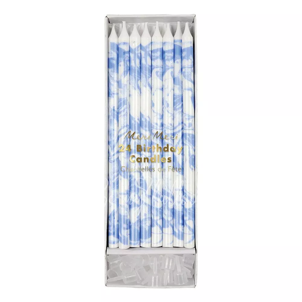 Blue Marbled Candles