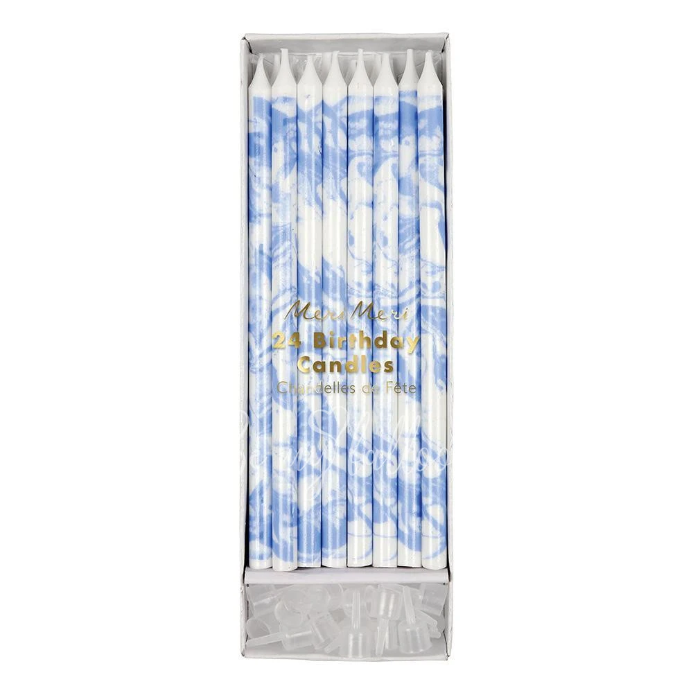Blue Marbled Candles