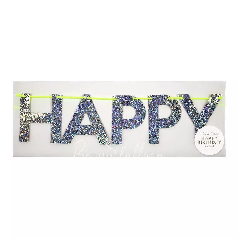 Silver Happy Birthday Garland