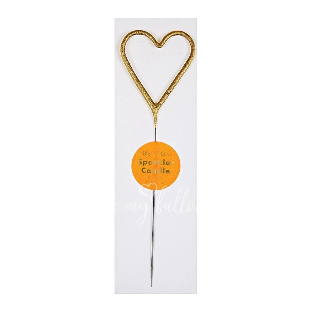 Gold Sparkler Heart Candle