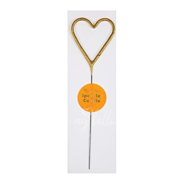 Gold Sparkler Heart Candle