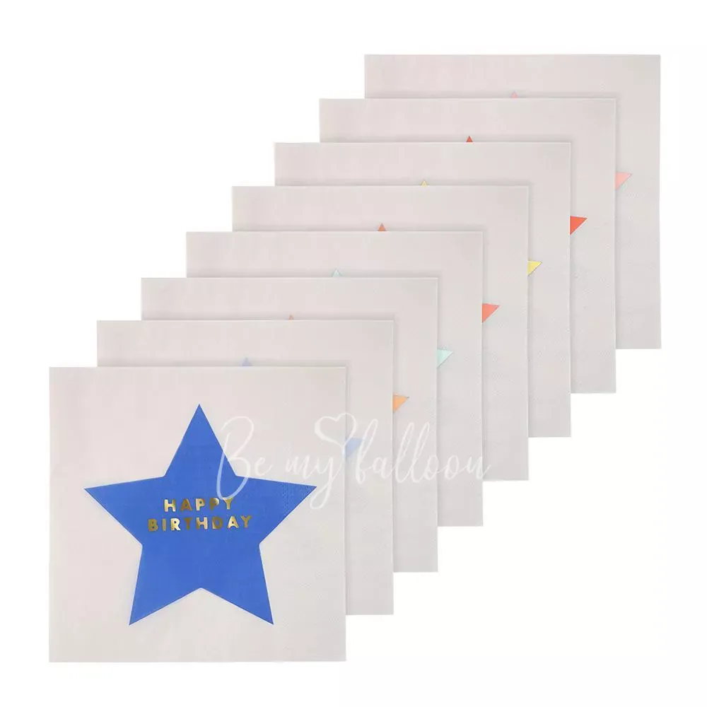 Салфетки для вечеринки Happy Birthday звезда (большие)