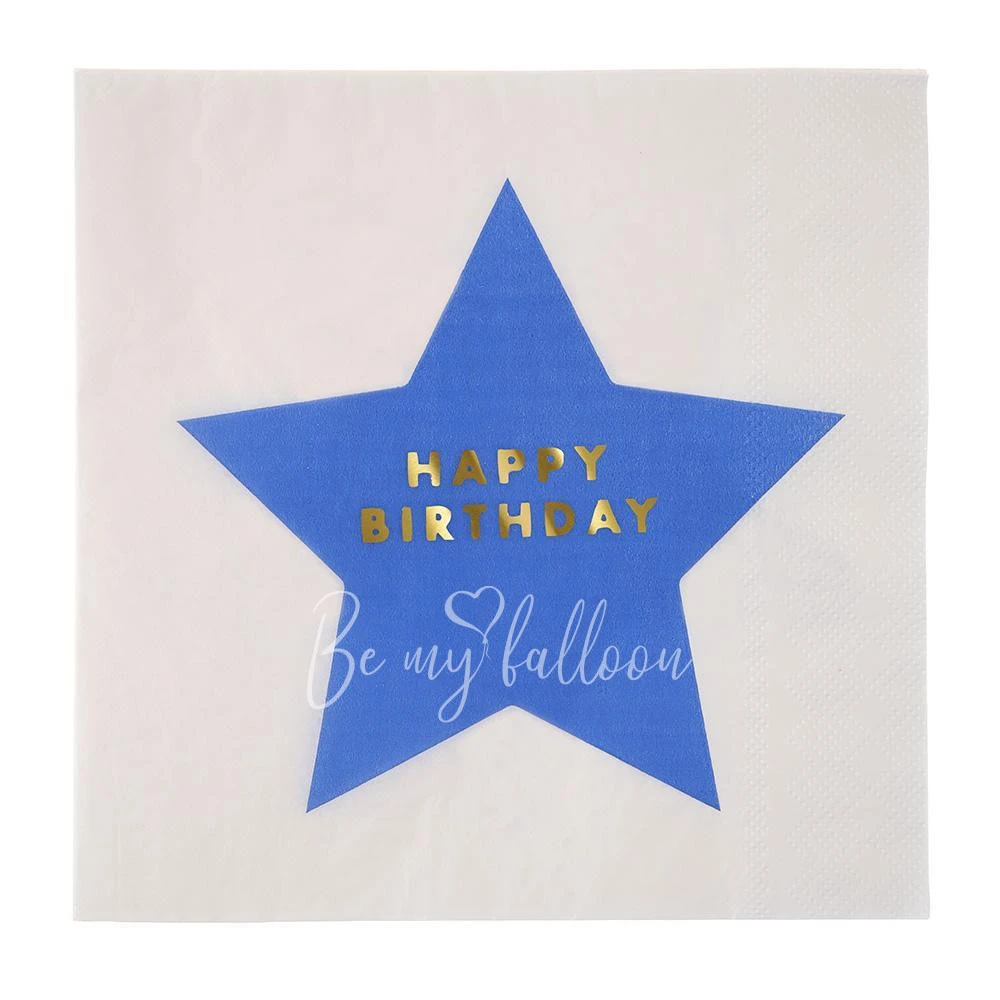 Салфетки для вечеринки Happy Birthday звезда (большие)