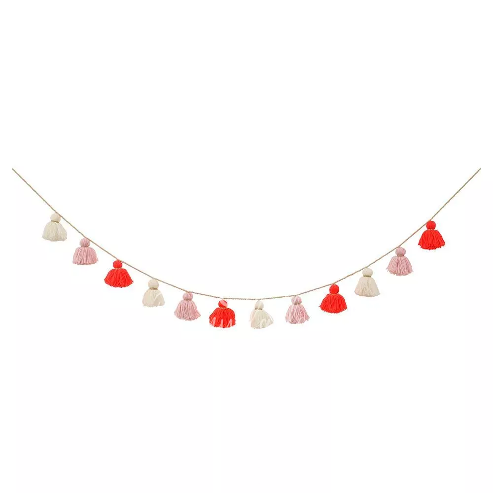 Coral Wool Tassel Garland