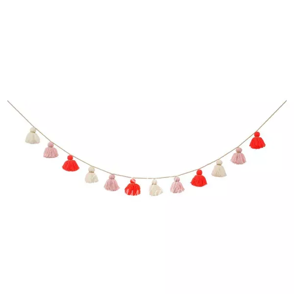 Coral Wool Tassel Garland