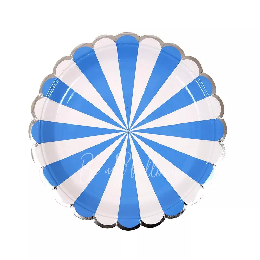 Blue Fan Stripe Plates (small)
