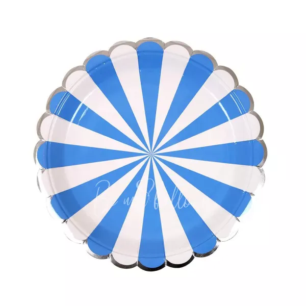 Тарелки для вечеринки Blue Fan в полоску (маленькие)