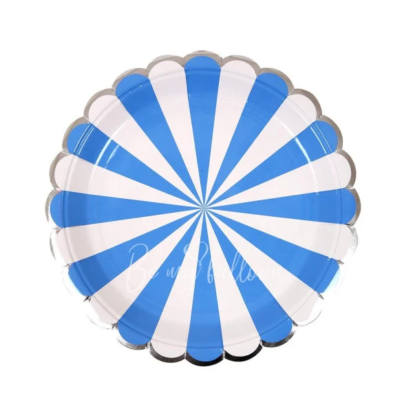 Blue Fan Stripe Plates (small)