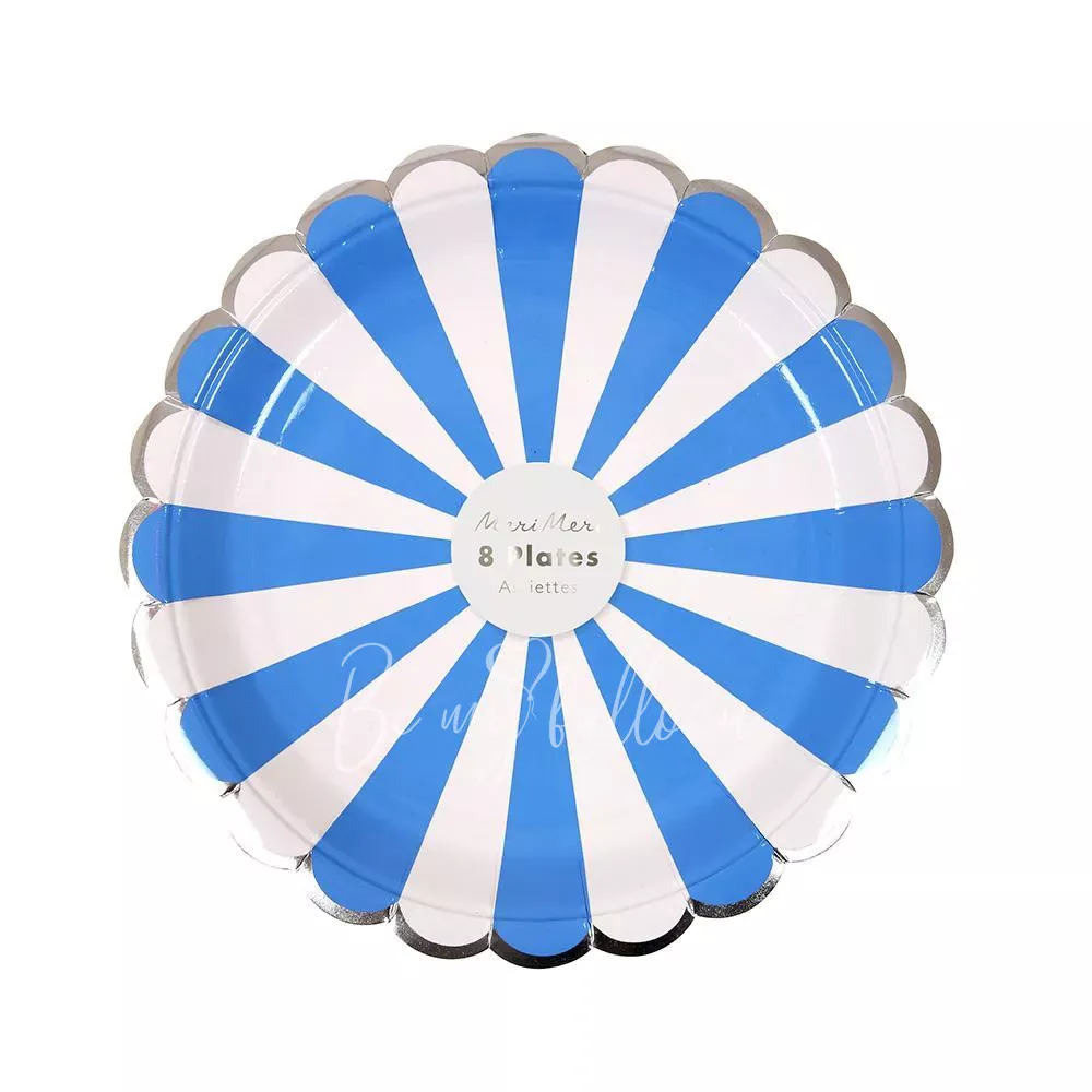 Blue Fan Stripe Plates (small)