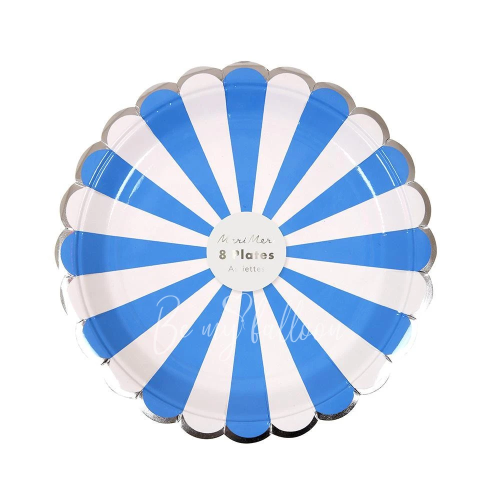 Blue Fan Stripe Plates (small)