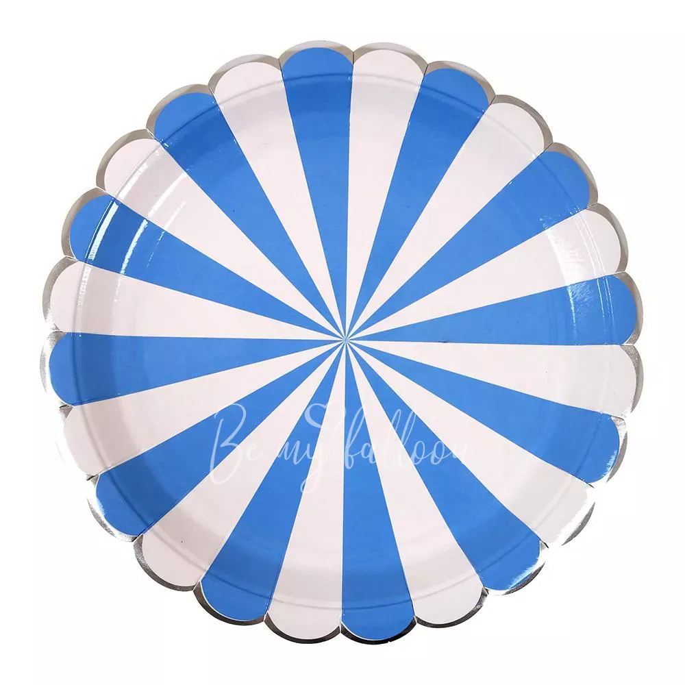 Blue Fan Stripe Plates (large)