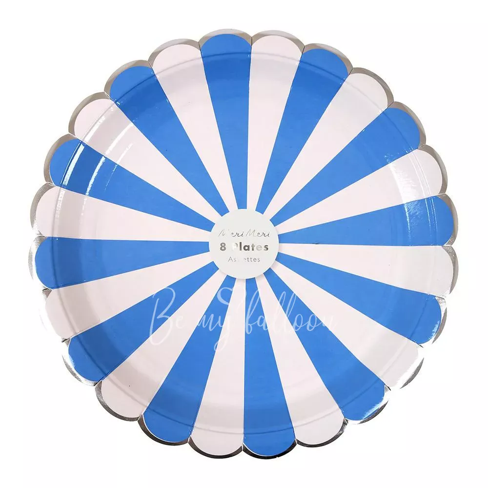 Blue Fan Stripe Plates (large)