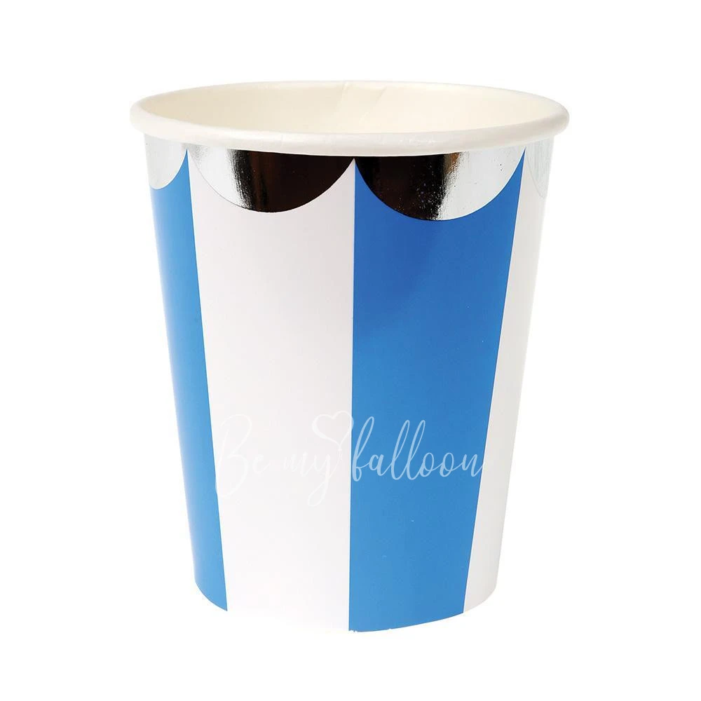 Blue Fan Striped Cups
