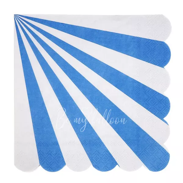 Салфетки для вечеринки Blue Fan в полоску (большие)