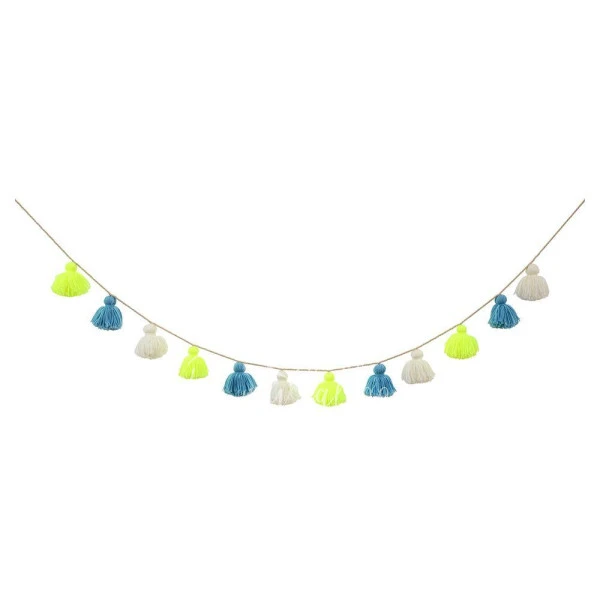 Blue Wool Tassel Garland