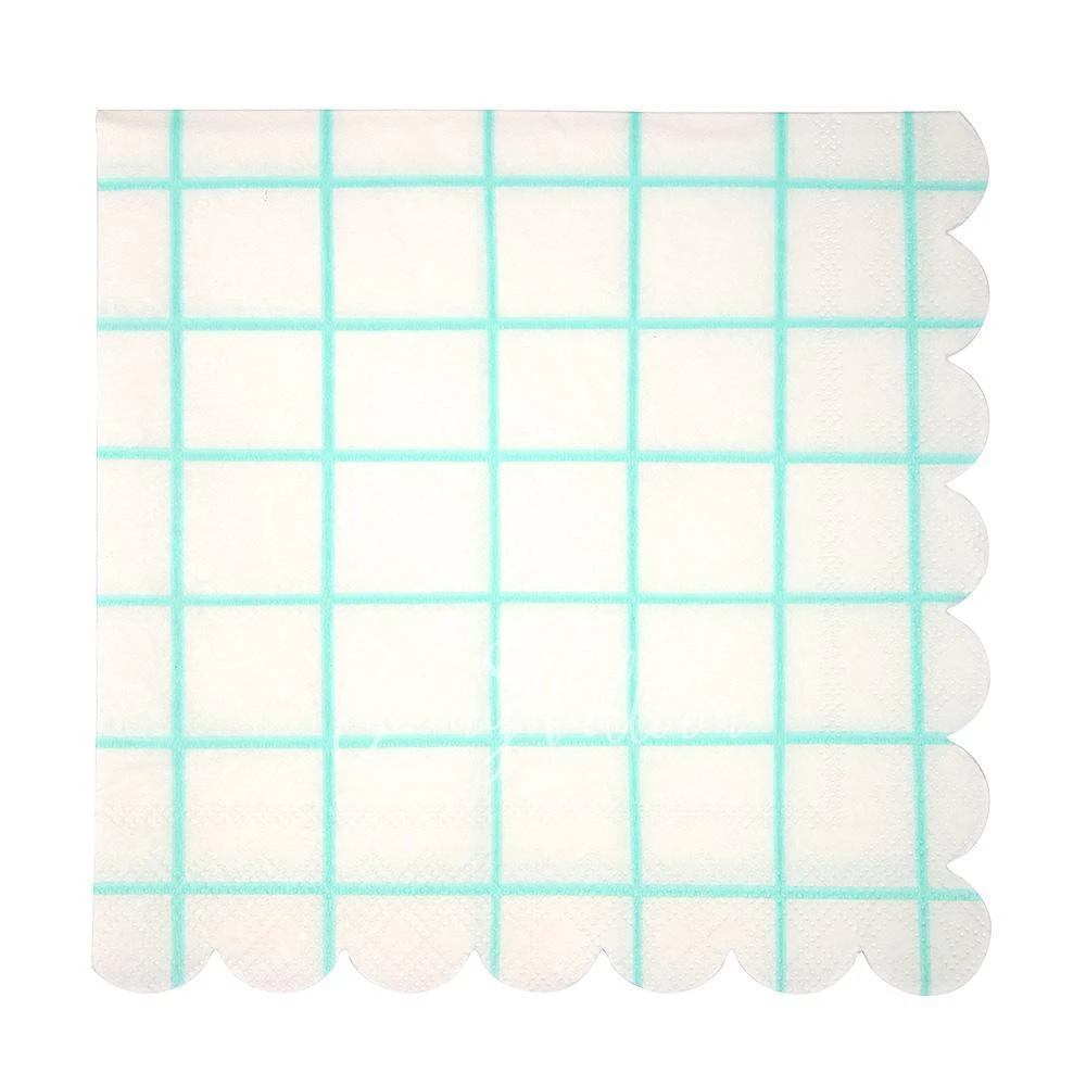 Салфетки для вечеринки Mint Grid (большие)