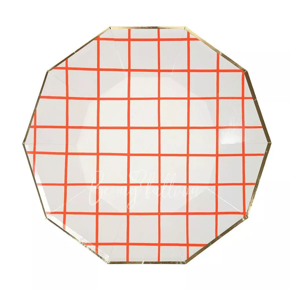 Тарелки для вечеринки Coral паттерн-сетка (большие)