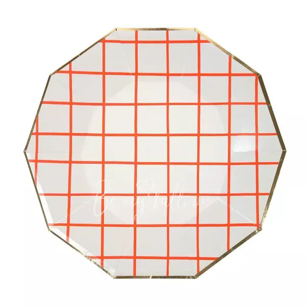 Тарелки для вечеринки Coral паттерн-сетка (большие)