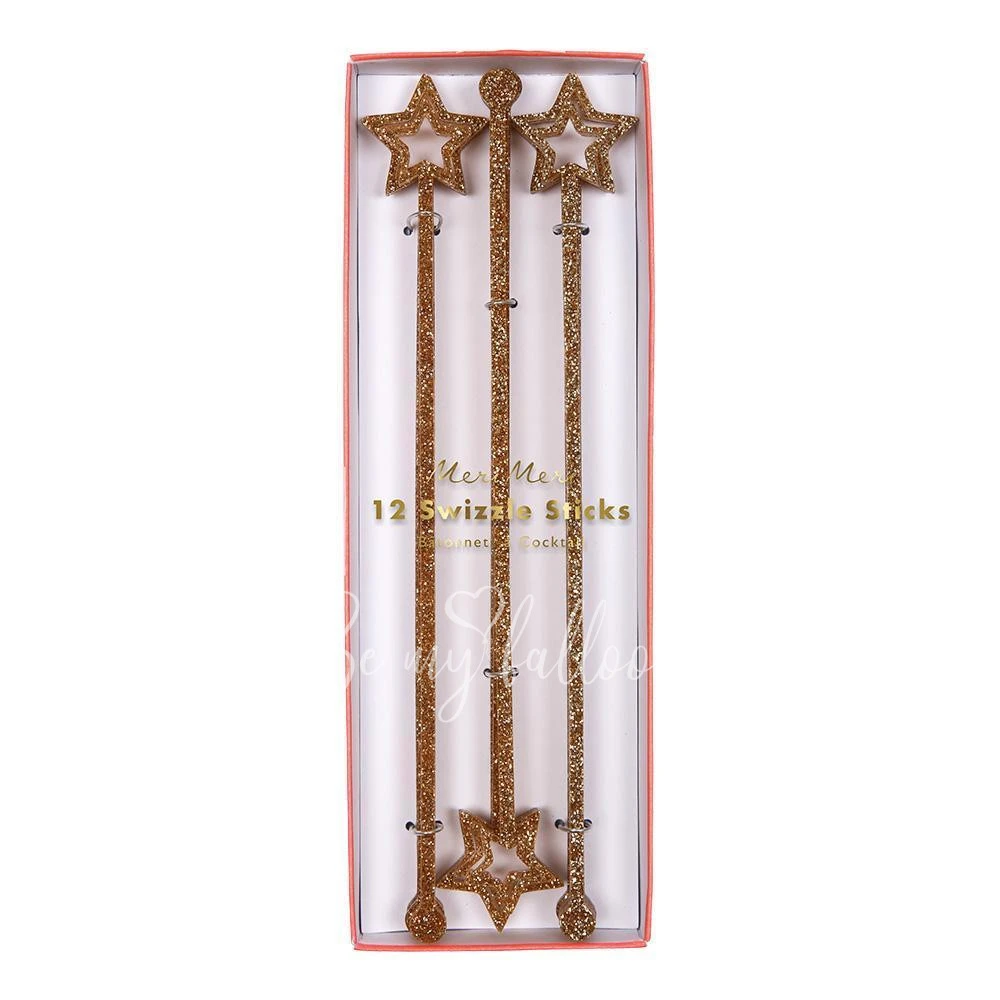 Gold Glitter Swizzle Sticks