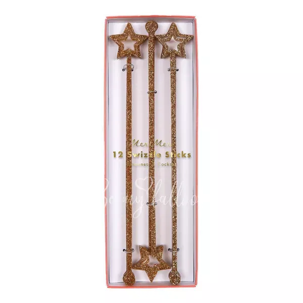Gold Glitter Swizzle Sticks