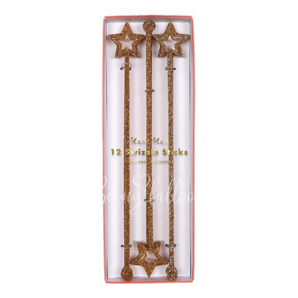 Gold Glitter Swizzle Sticks