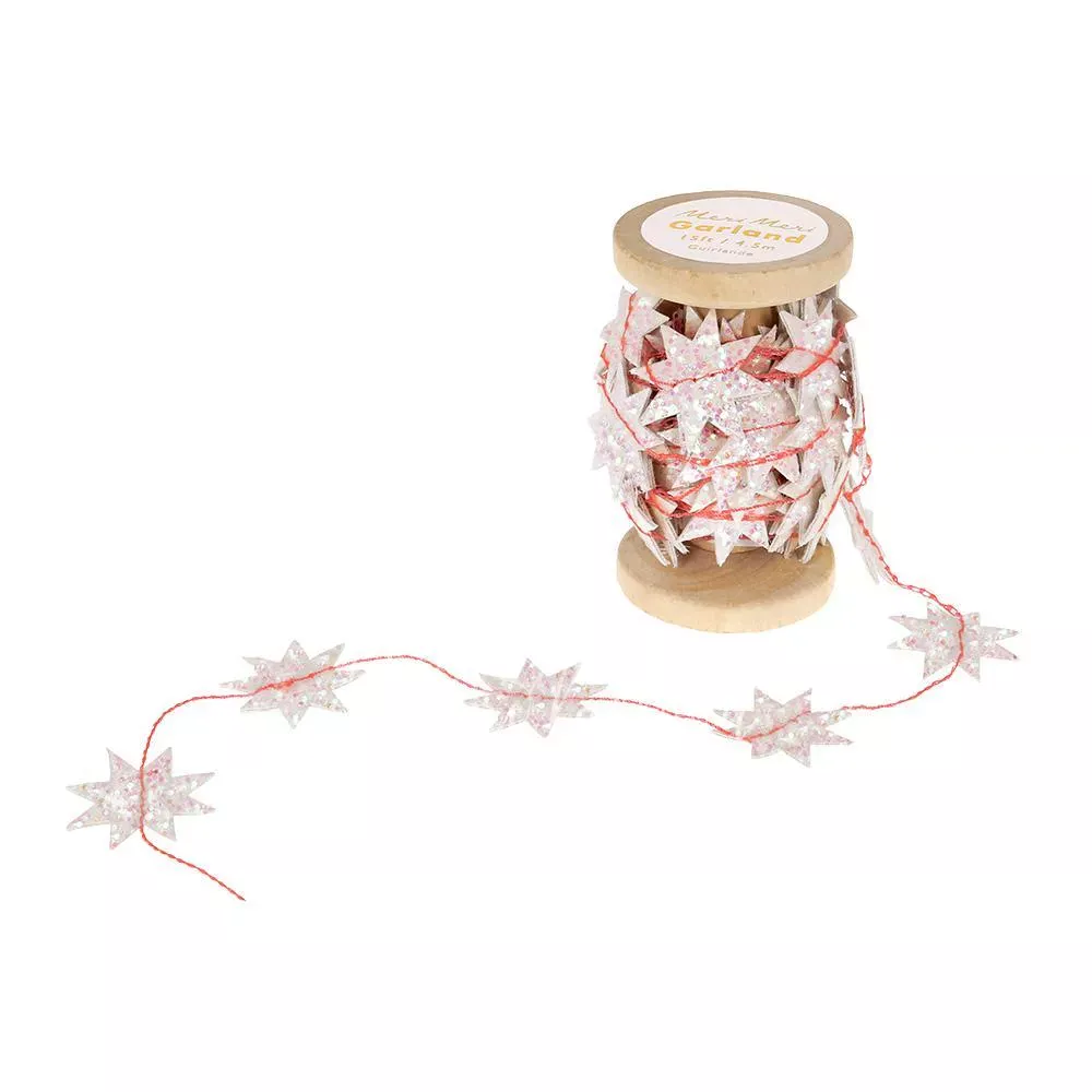 Iridescent Glitter Star Garland Spool