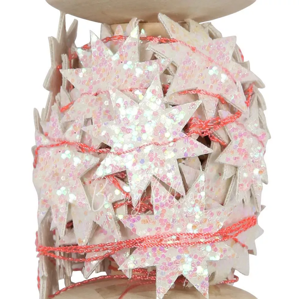 Iridescent Glitter Star Garland Spool