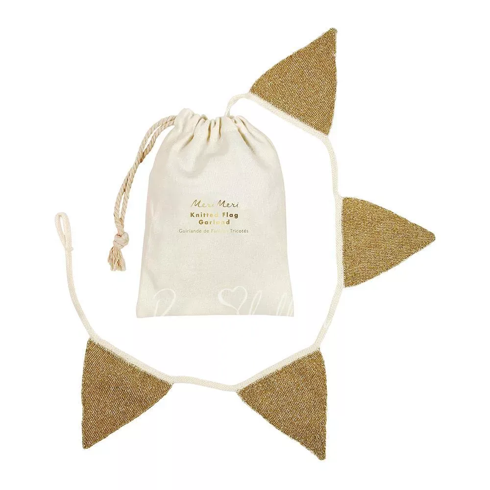 Gold Knitted Flag Garland