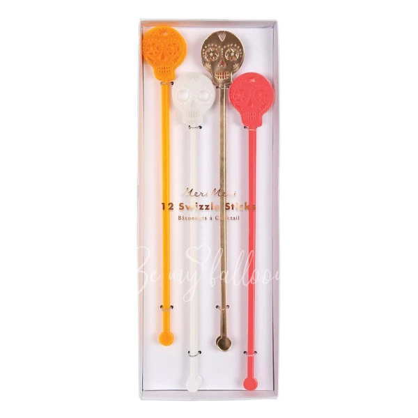 Acrylic Sugar Skull Swizzle Sticks