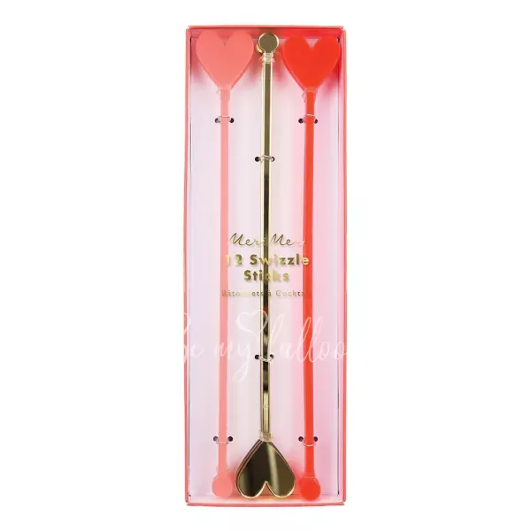 Acrylic Heart Swizzle Sticks