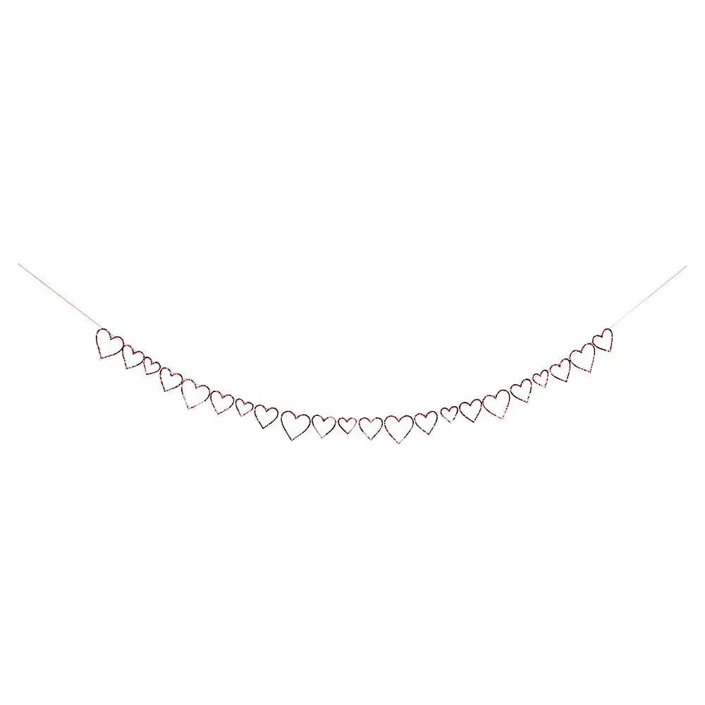Pink Glitter Hearts Garland