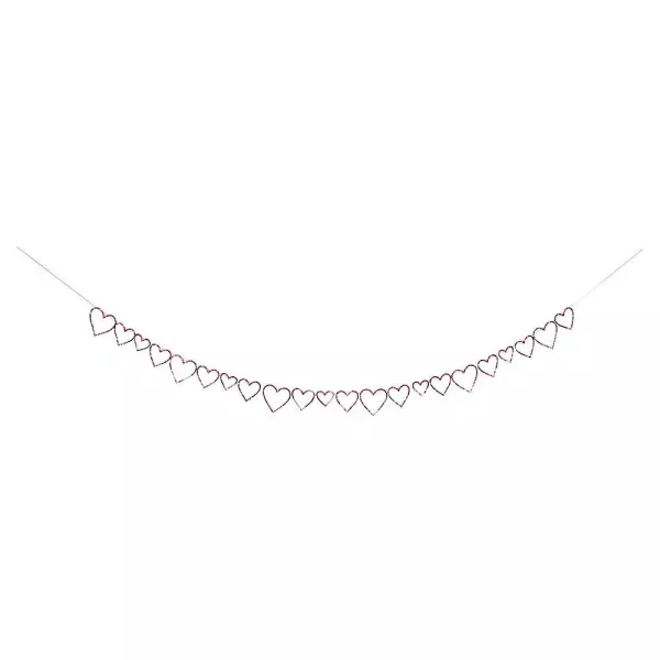 Pink Glitter Hearts Garland